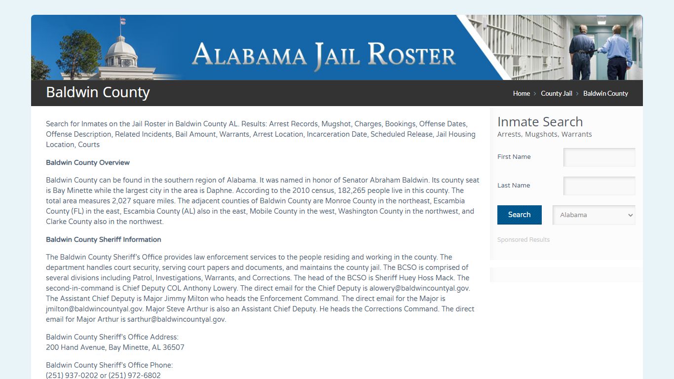 Baldwin County | Alabama Jail Inmate Search
