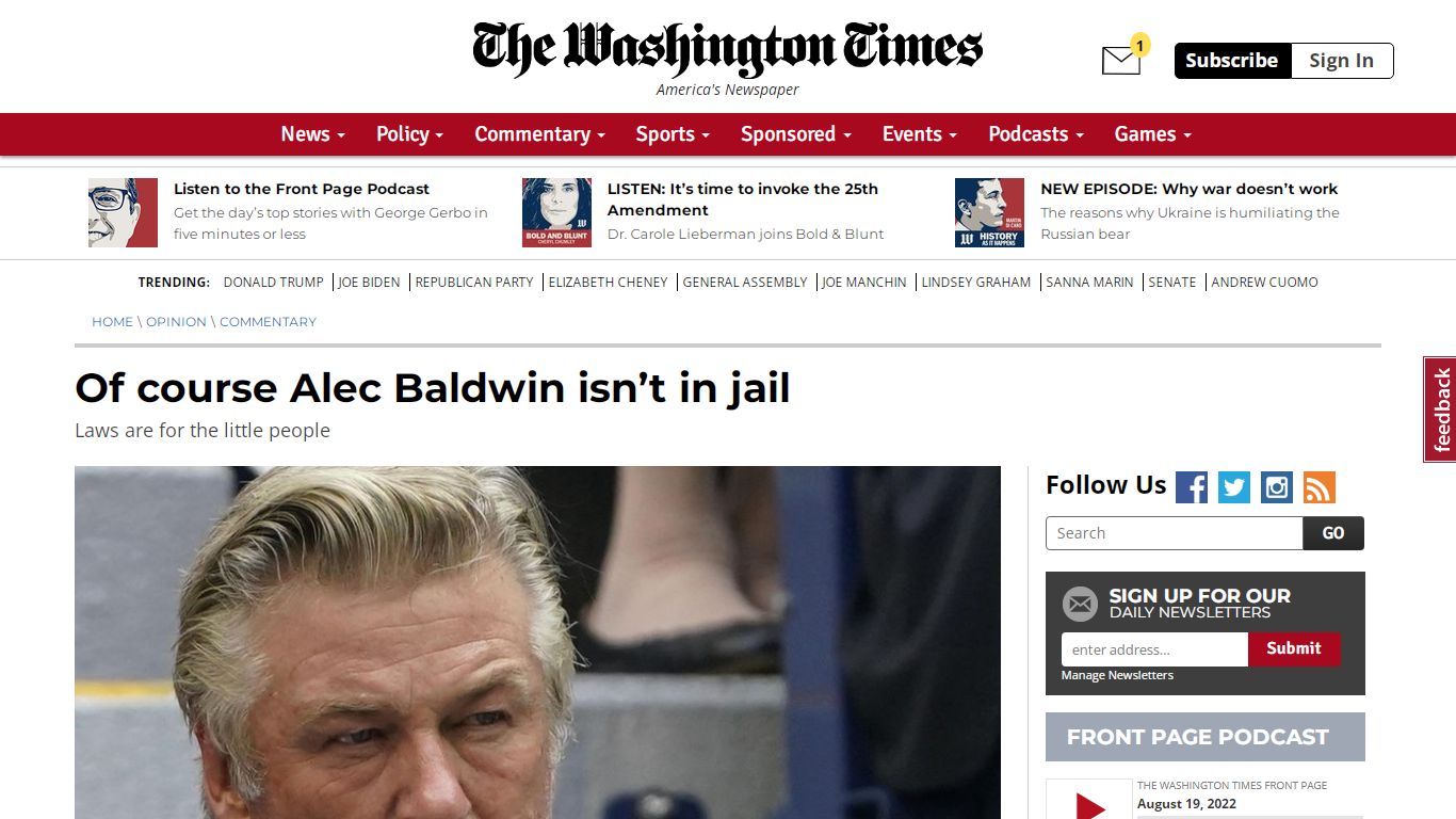 Of course Alec Baldwin isn’t in jail - The Washington Times